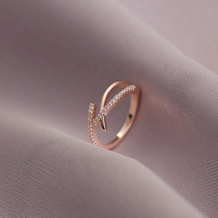 Elegant Cross Ring in Cold Tone Rose Gold