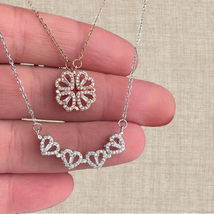 Four Hearts Foldable Magnetic Necklace