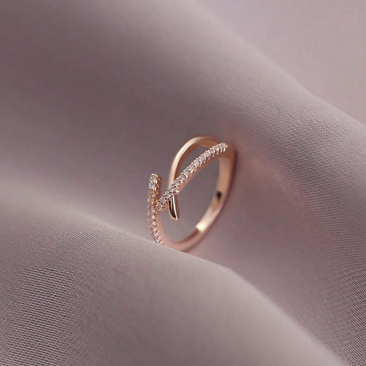 Elegant Cross Ring in Cold Tone Rose Gold