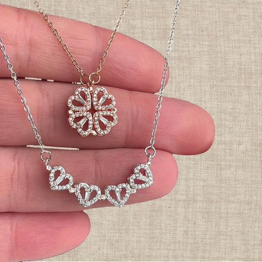 Four Hearts Foldable Magnetic Necklace