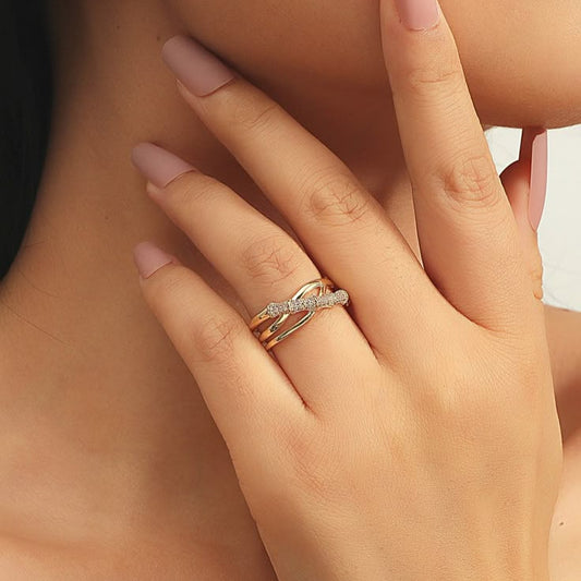 Starburst Cuff Ring | Rhinestone-Embellished Statement Piece